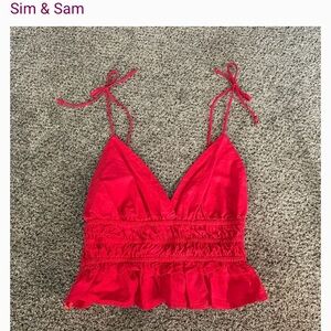 Sim&Sam red cotton poplin bustier Top stretch